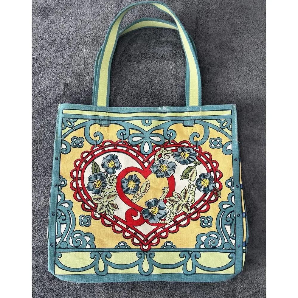 Brighton A Winter’s Love Multicolor Canvas Tote Bag Carryall Reusable Bag NWOT
